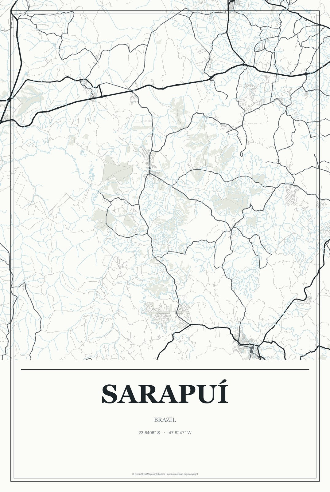 Sarapuí, Brazil City Map Aluminum Sign in Gallery Air style