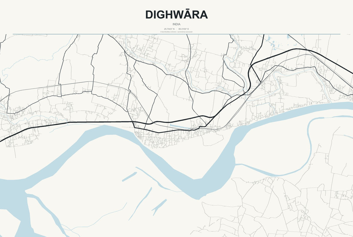 Dighwāra, India City Map Aluminum Sign in Headline Atlas style