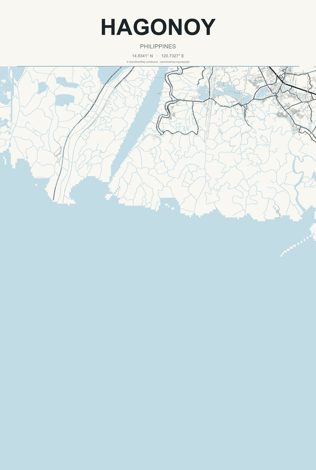 Hagonoy, Philippines City Map Aluminum Sign in Headline Atlas style