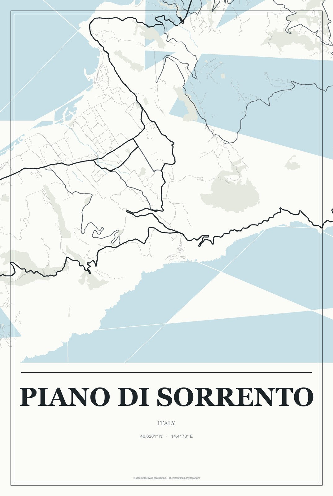 Piano di Sorrento, Italy City Map Aluminum Sign in Gallery Air style