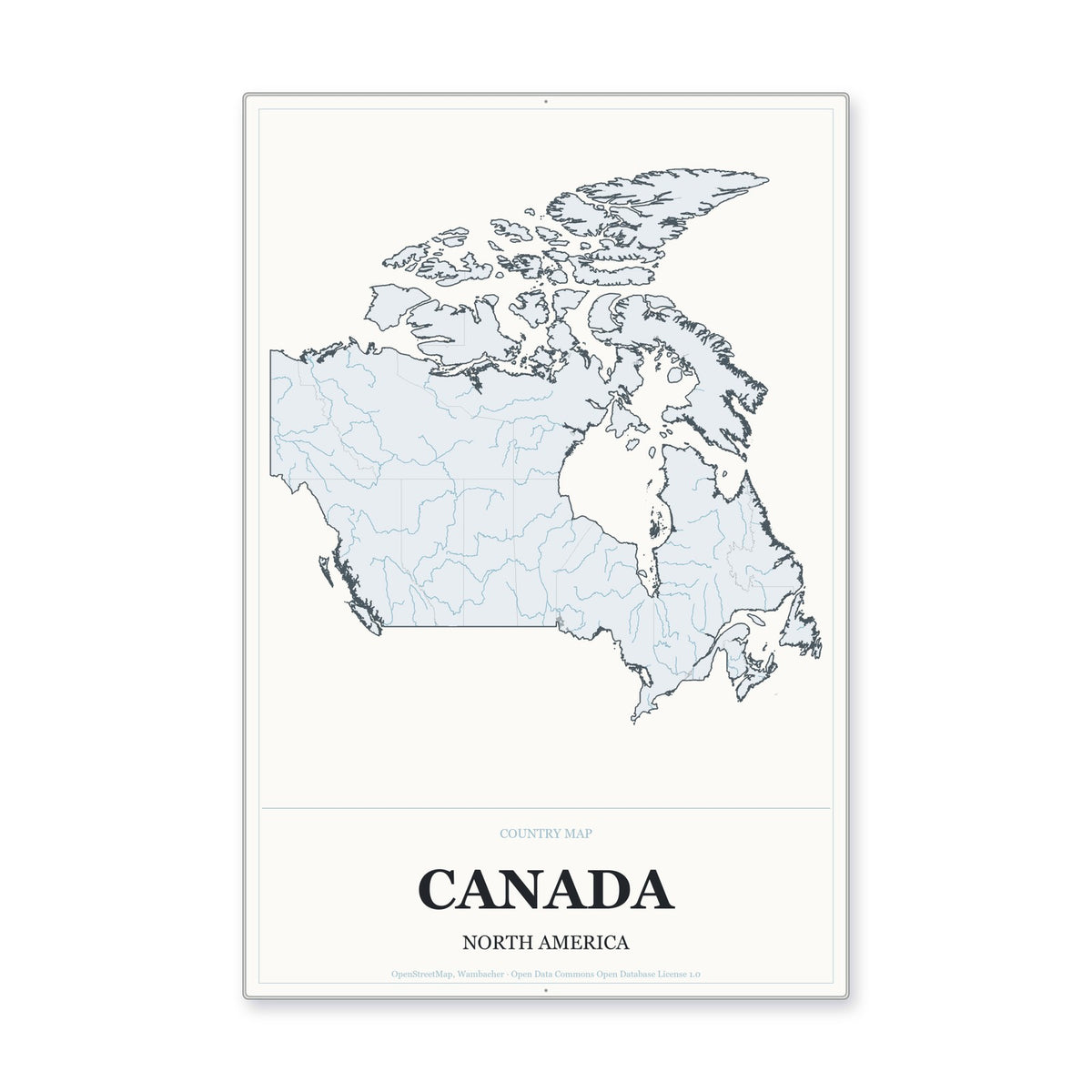 Canada Country Map Aluminum Sign in Gallery Air style