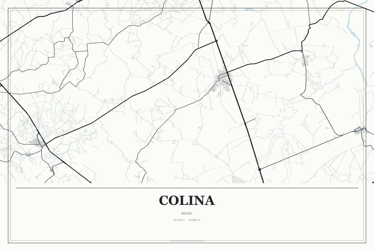 Colina, Brazil City Map Aluminum Sign in Gallery Air style