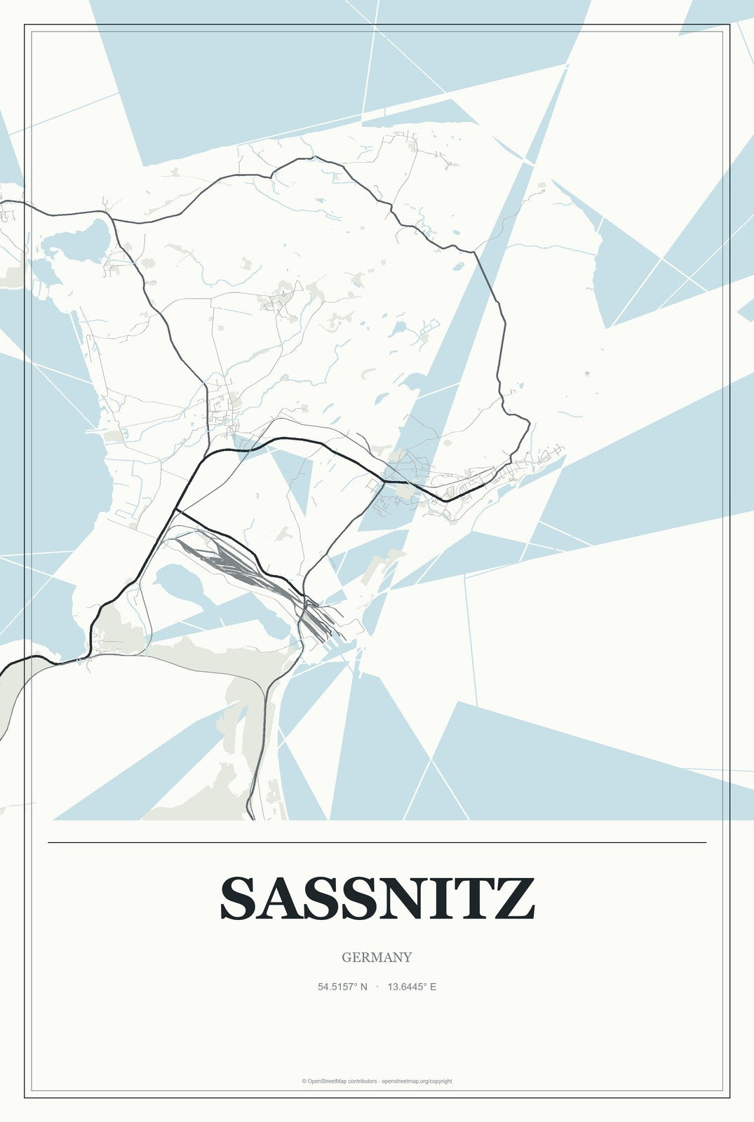 Sassnitz, Germany City Map Aluminum Sign in Gallery Air style