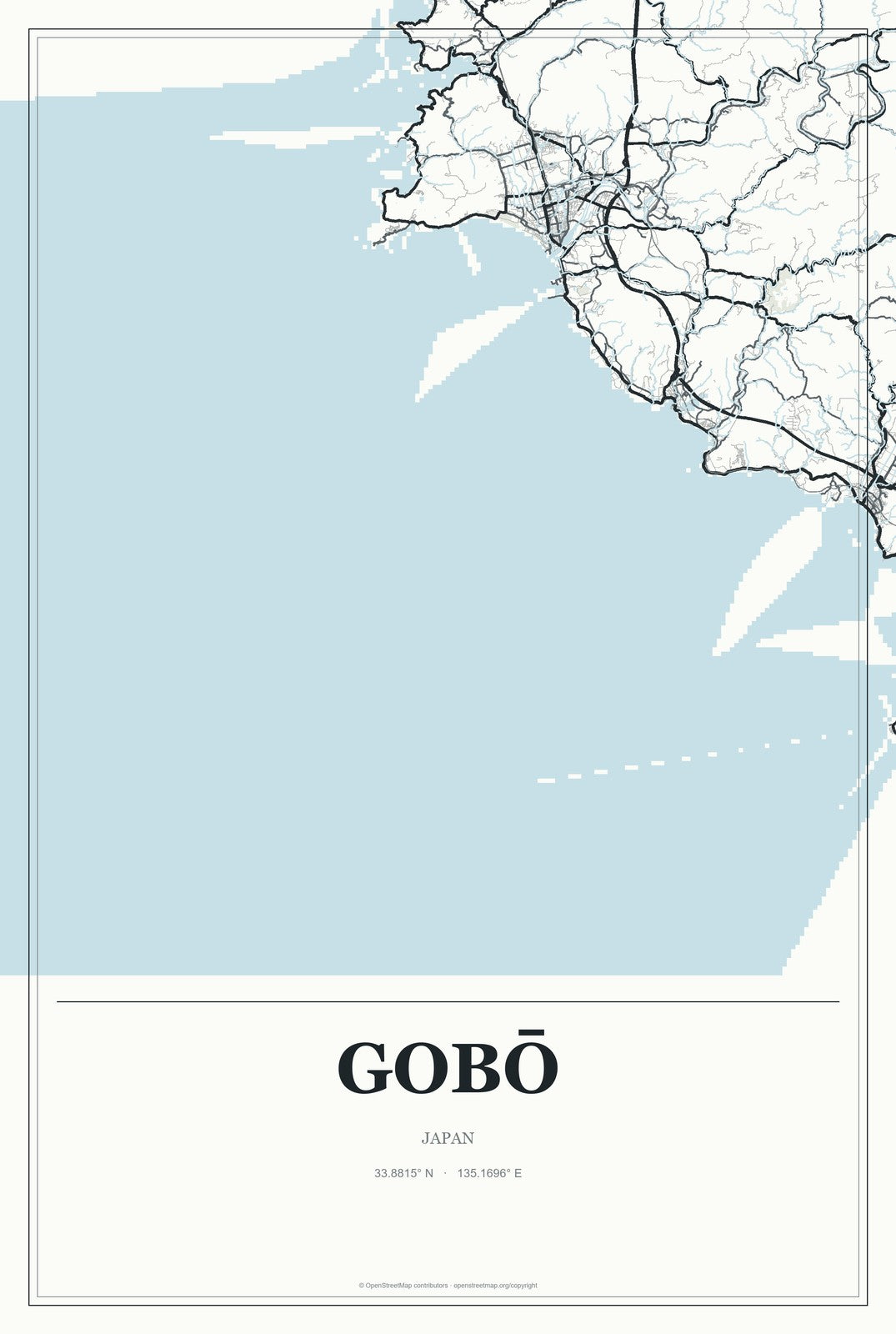 Gobō, Japan City Map Aluminum Sign in Gallery Air style