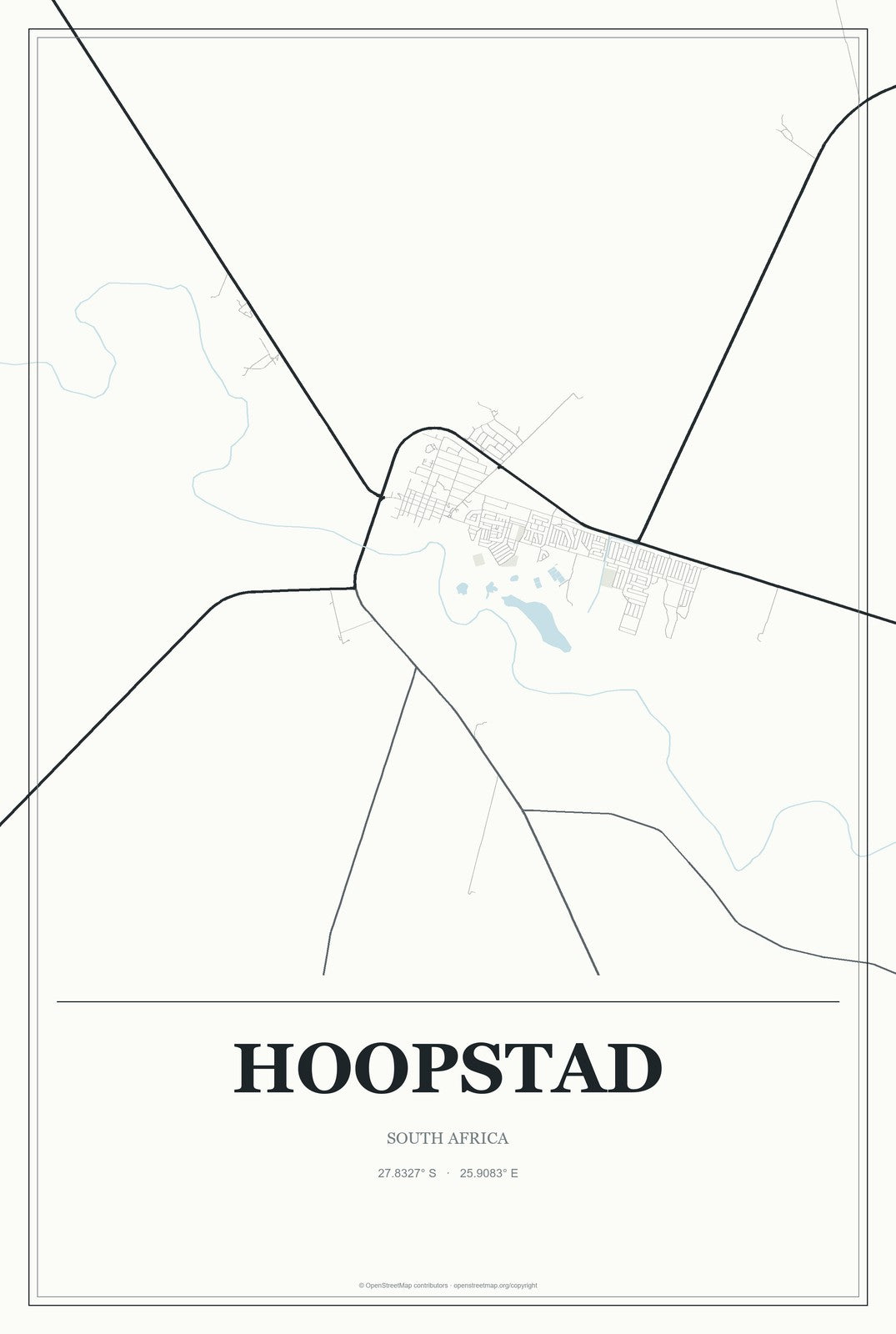 Hoopstad, South Africa City Map Aluminum Sign in Gallery Air style