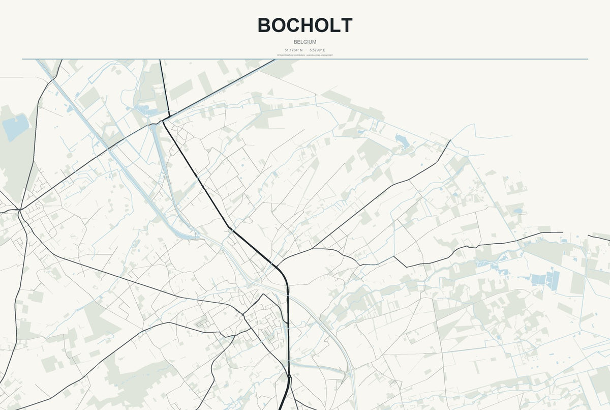 Bocholt, Belgium City Map Aluminum Sign in Headline Atlas style