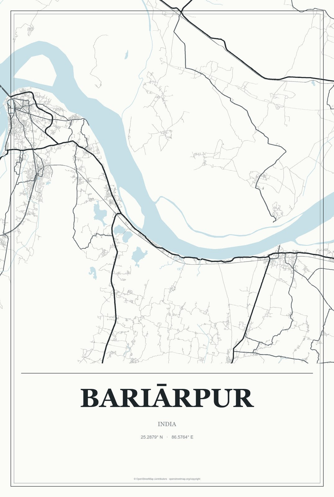 Bariārpur, India City Map Aluminum Sign in Gallery Air style