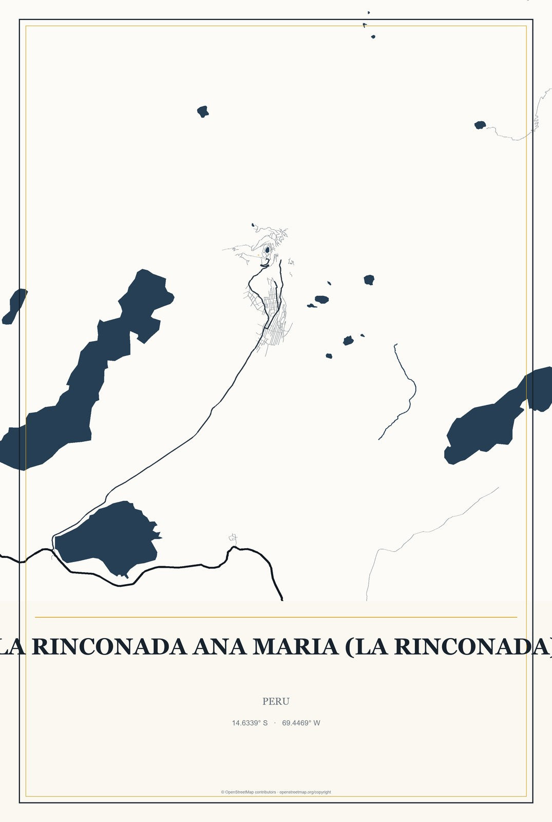 La Rinconada Ana Maria (La Rinconada), Peru City Map Aluminum Sign in Citrine Modern style