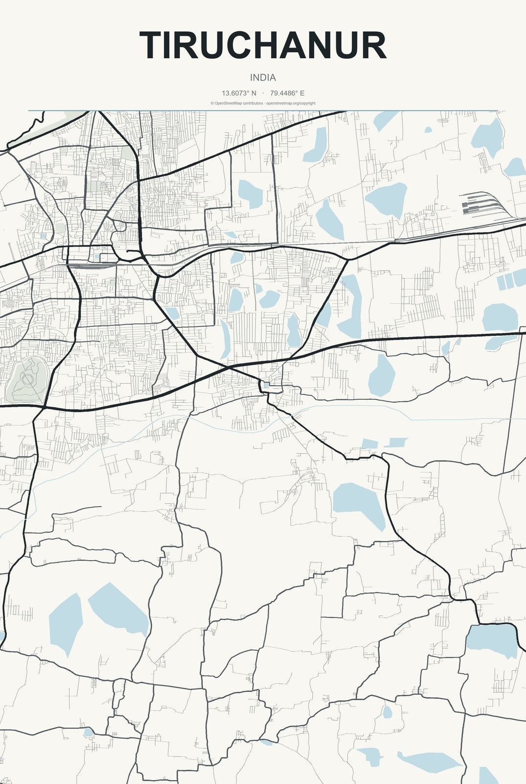 Tiruchanur, India City Map Aluminum Sign in Headline Atlas style