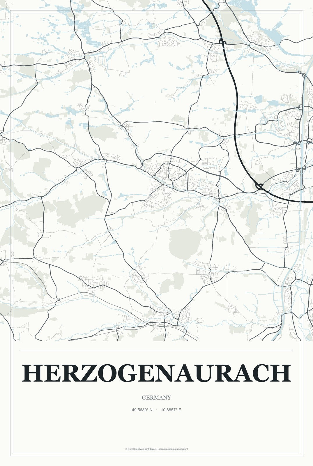 Herzogenaurach, Germany City Map Aluminum Sign in Gallery Air style