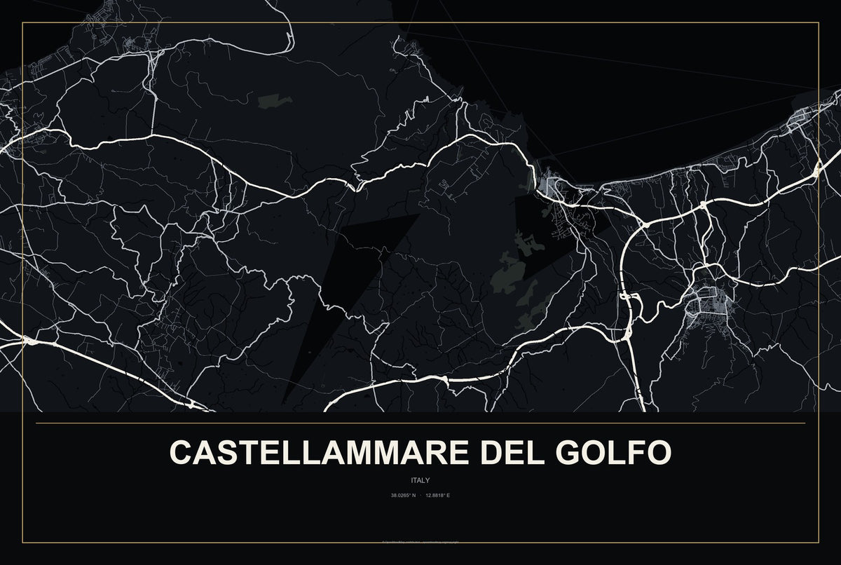 Castellammare del Golfo, Italy City Map Aluminum Sign in Metropolitan Noir style