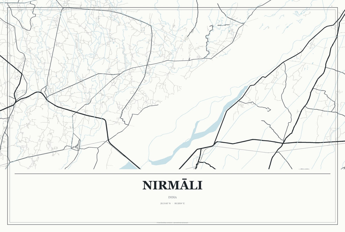 Nirmāli, India City Map Aluminum Sign in Gallery Air style