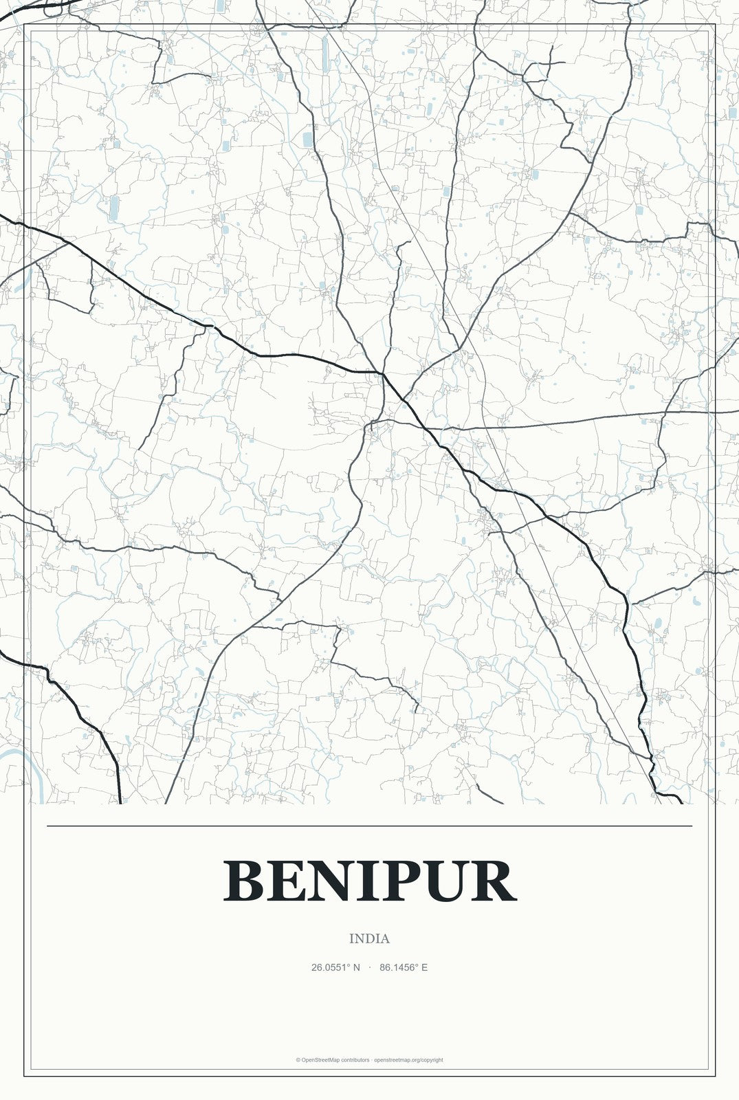 Benipur, India City Map Aluminum Sign in Gallery Air style