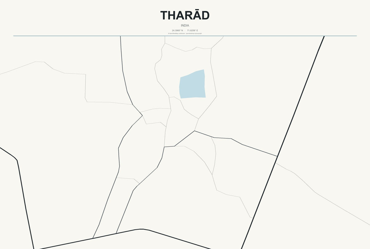 Tharād, India City Map Aluminum Sign in Headline Atlas style
