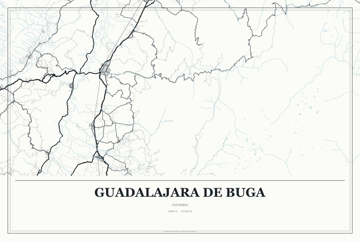 Guadalajara de Buga, Colombia City Map Aluminum Sign in Gallery Air style