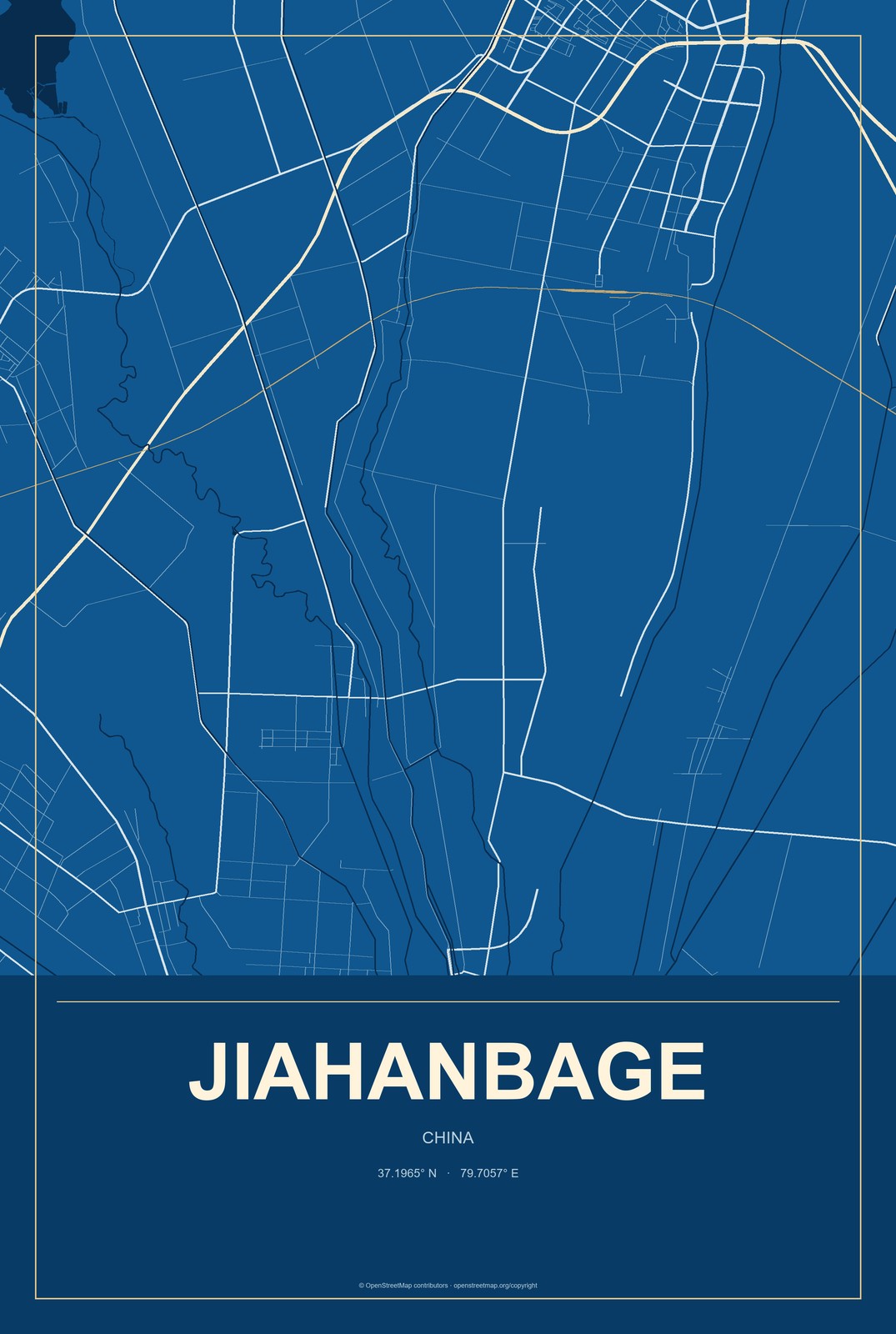 Jiahanbage, China City Map Aluminum Sign in Harbor Cobalt style