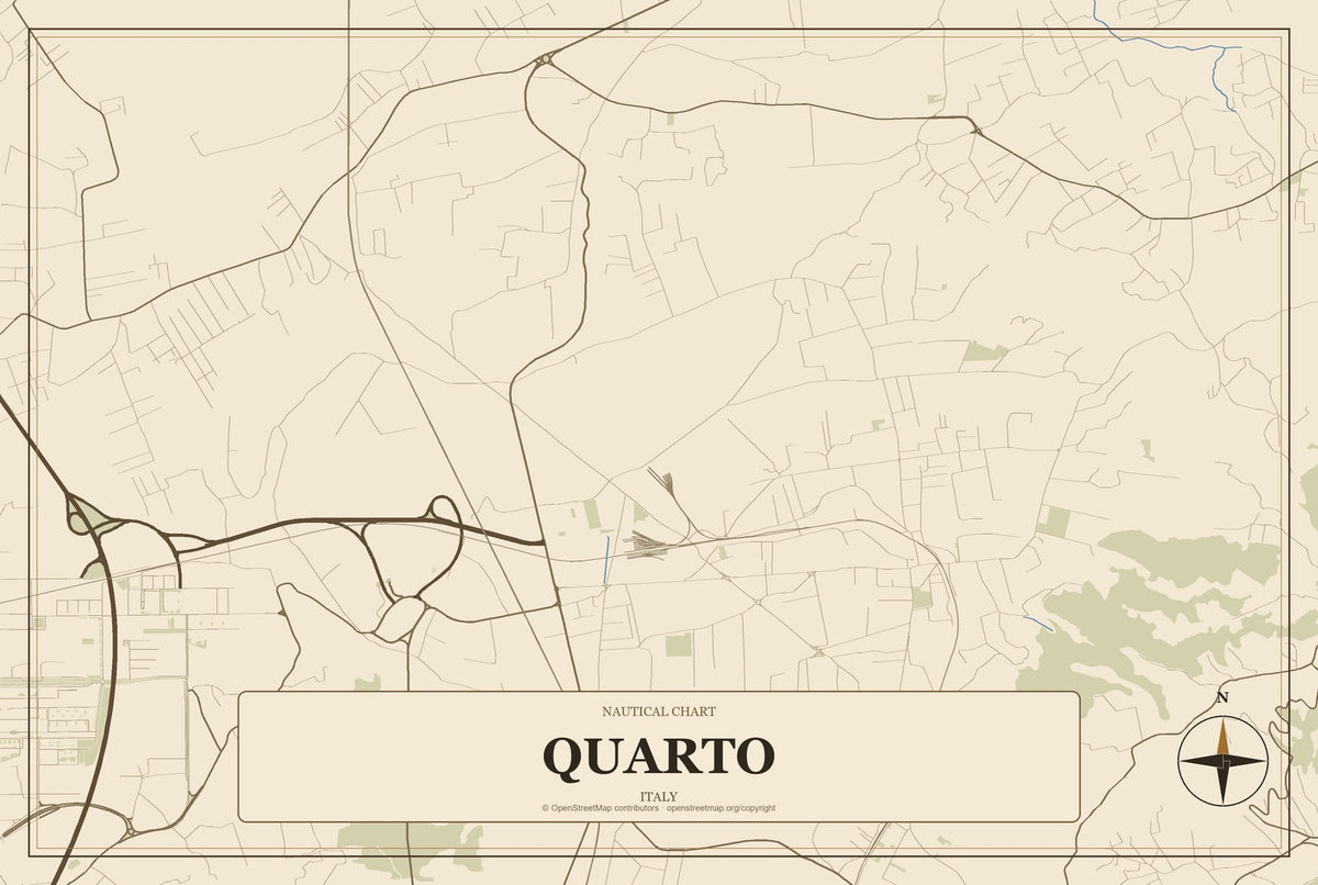 Quarto, Italy City Map Aluminum Sign in Heritage Nautical style