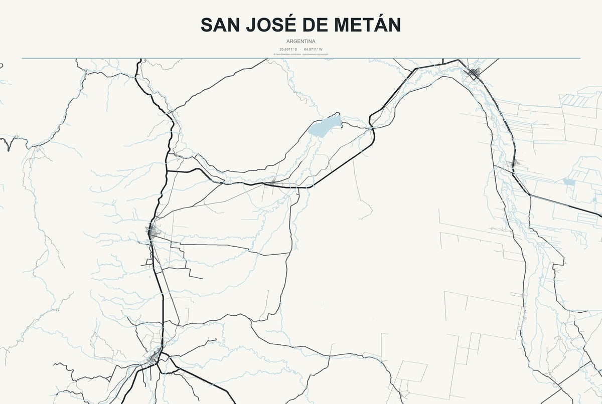 San José de Metán, Argentina City Map Aluminum Sign in Headline Atlas style
