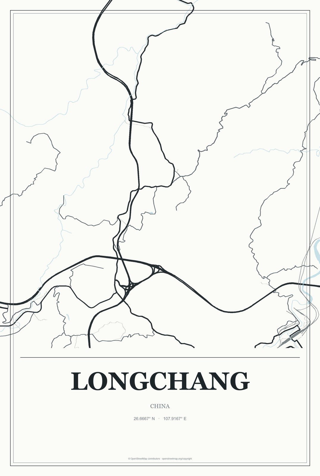 Longchang, China City Map Aluminum Sign in Gallery Air style