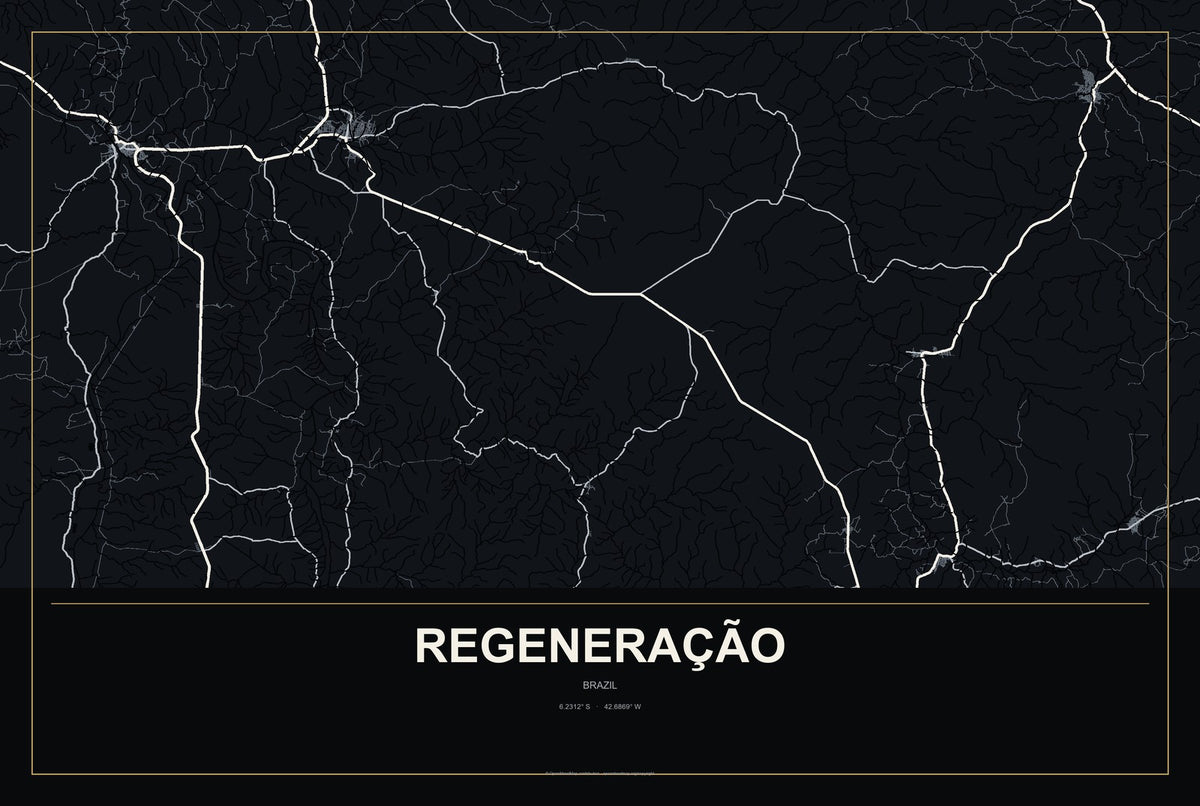 Regeneração, Brazil City Map Aluminum Sign in Metropolitan Noir style