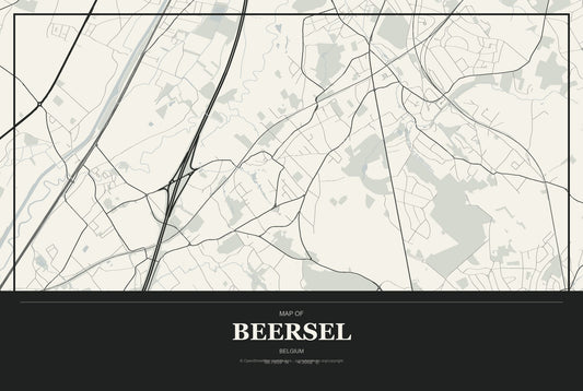 Beersel, Belgium City Map Aluminum Sign in Museum Plaque style