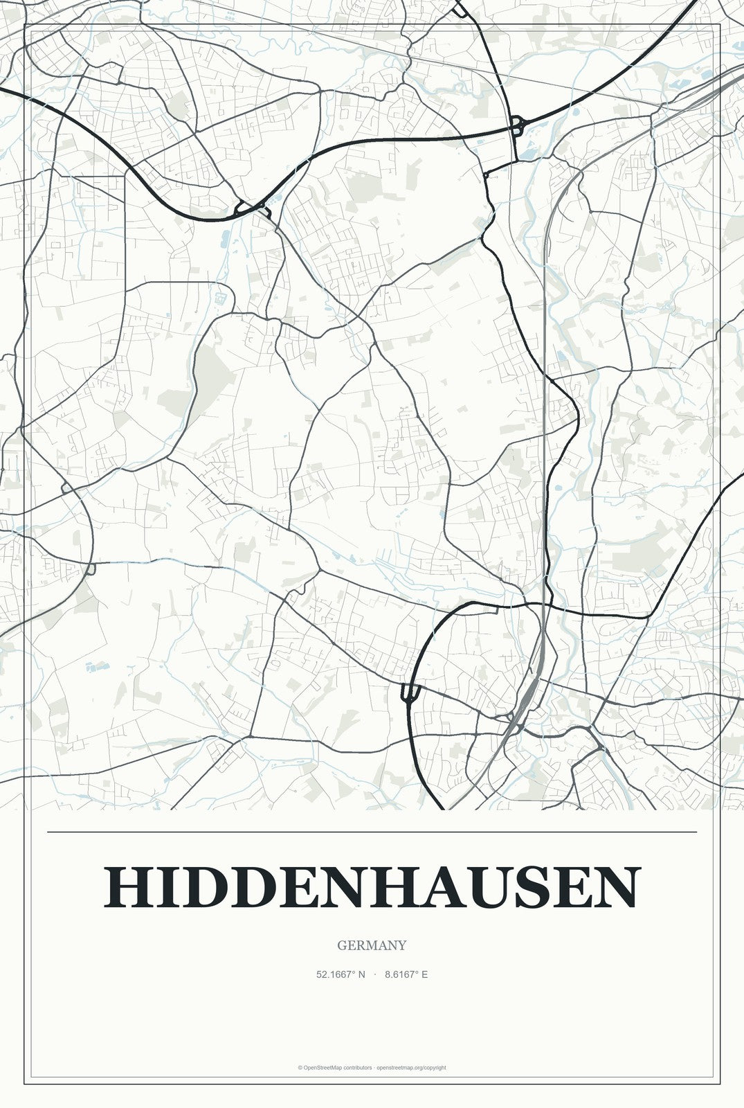 Hiddenhausen, Germany City Map Aluminum Sign in Gallery Air style