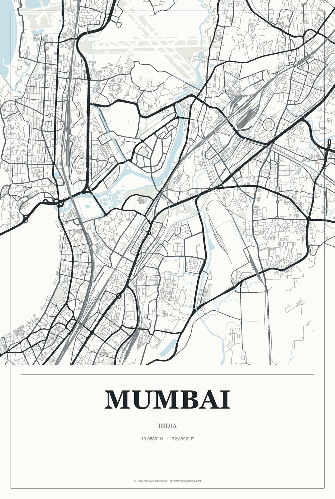 Mumbai, India City Map Aluminum Sign in Gallery Air style