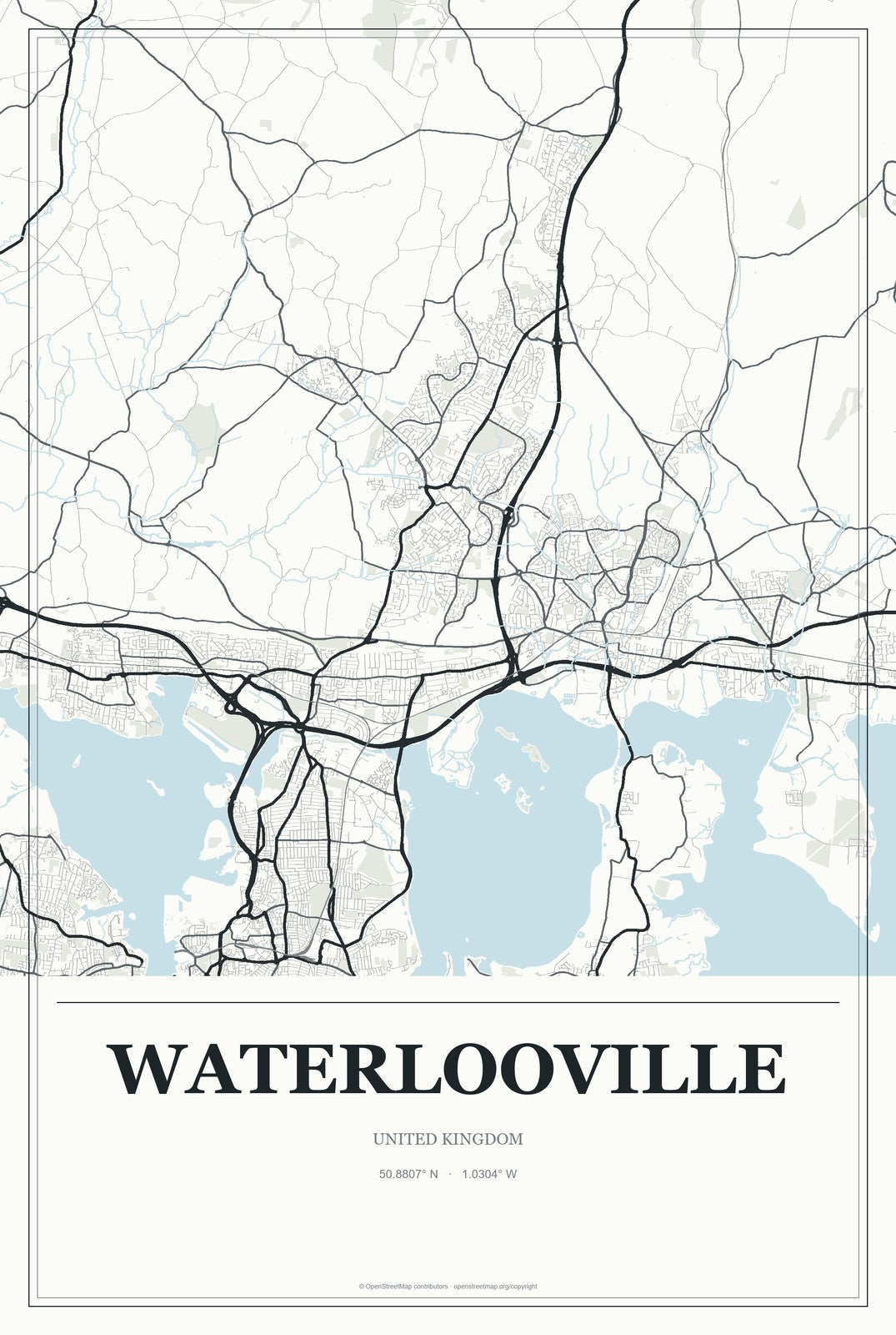 Waterlooville, United Kingdom City Map Aluminum Sign in Gallery Air style