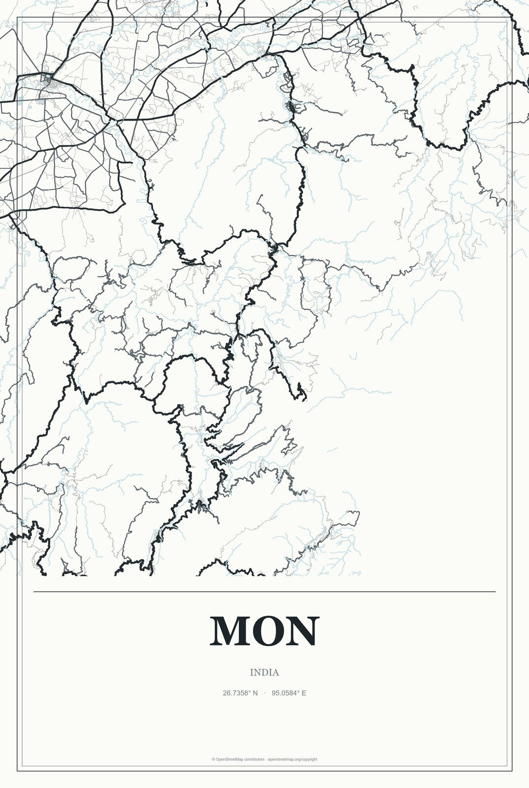 Mon, India City Map Aluminum Sign in Gallery Air style