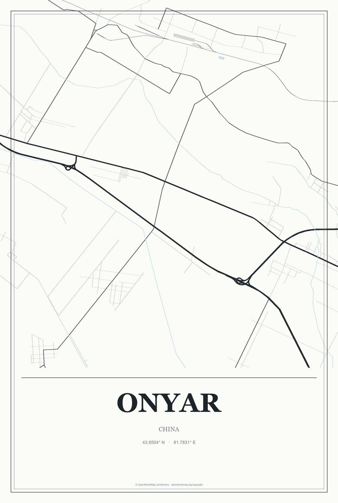 Onyar, China City Map Aluminum Sign in Gallery Air style