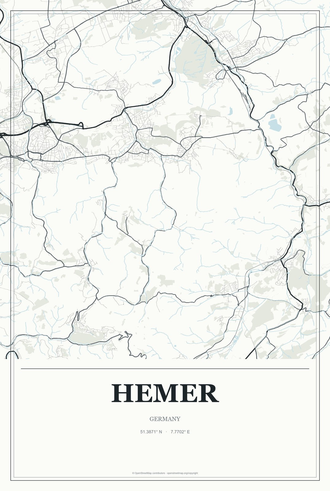Hemer, Germany City Map Aluminum Sign in Gallery Air style