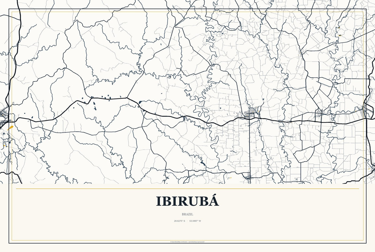 Ibirubá, Brazil City Map Aluminum Sign in Citrine Modern style