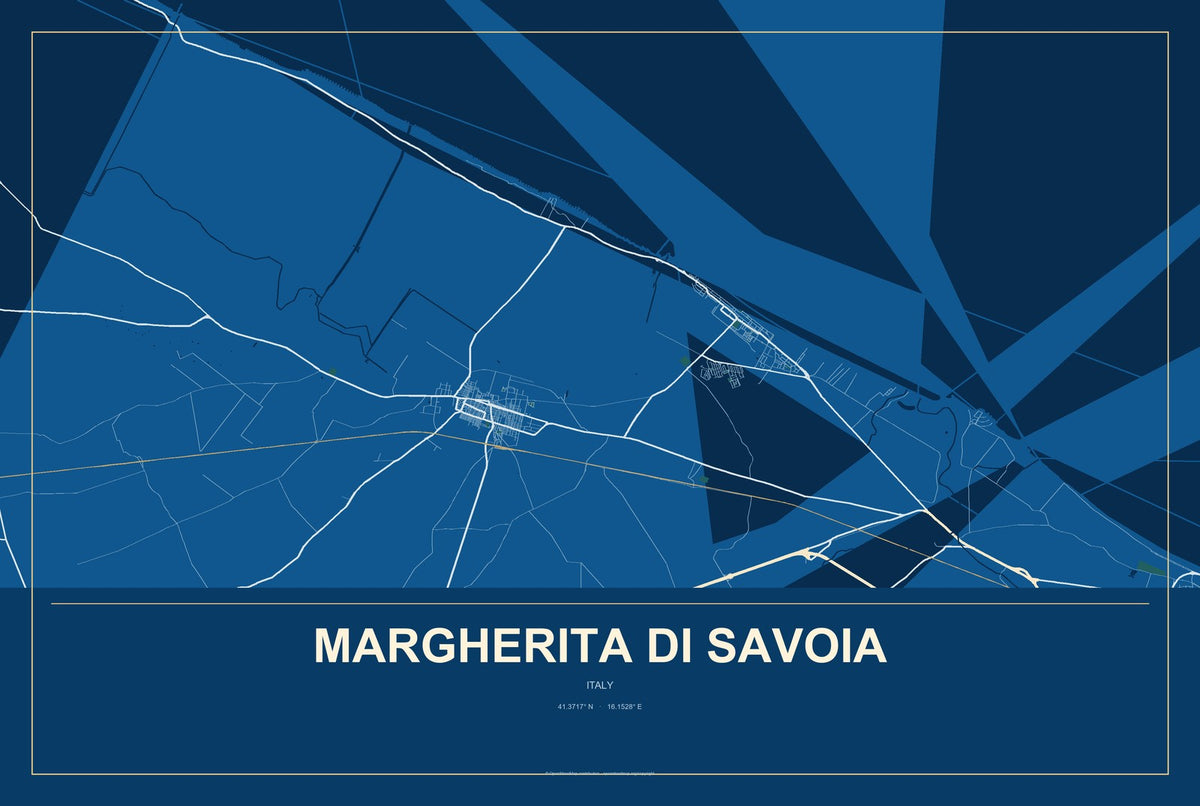 Margherita di Savoia, Italy City Map Aluminum Sign in Harbor Cobalt style