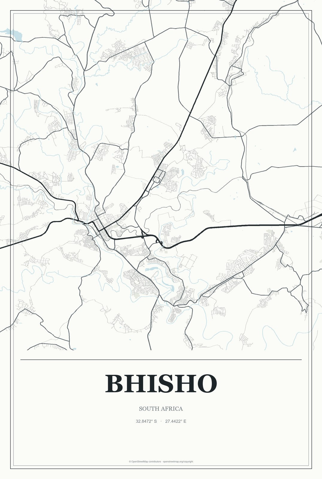 Bhisho, South Africa City Map Aluminum Sign in Gallery Air style