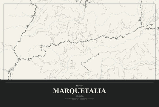 Marquetalia, Colombia City Map Aluminum Sign in Museum Plaque style