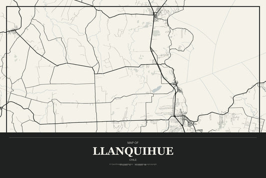 Llanquihue, Chile City Map Aluminum Sign in Museum Plaque style