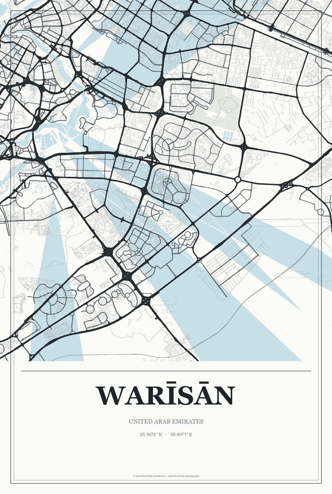 Warīsān, United Arab Emirates City Map Aluminum Sign in Gallery Air style
