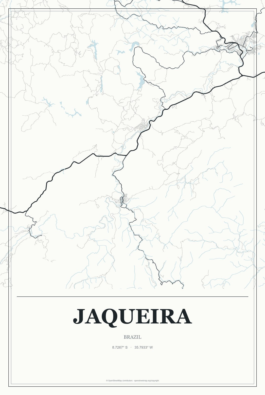 Jaqueira, Brazil City Map Aluminum Sign in Gallery Air style