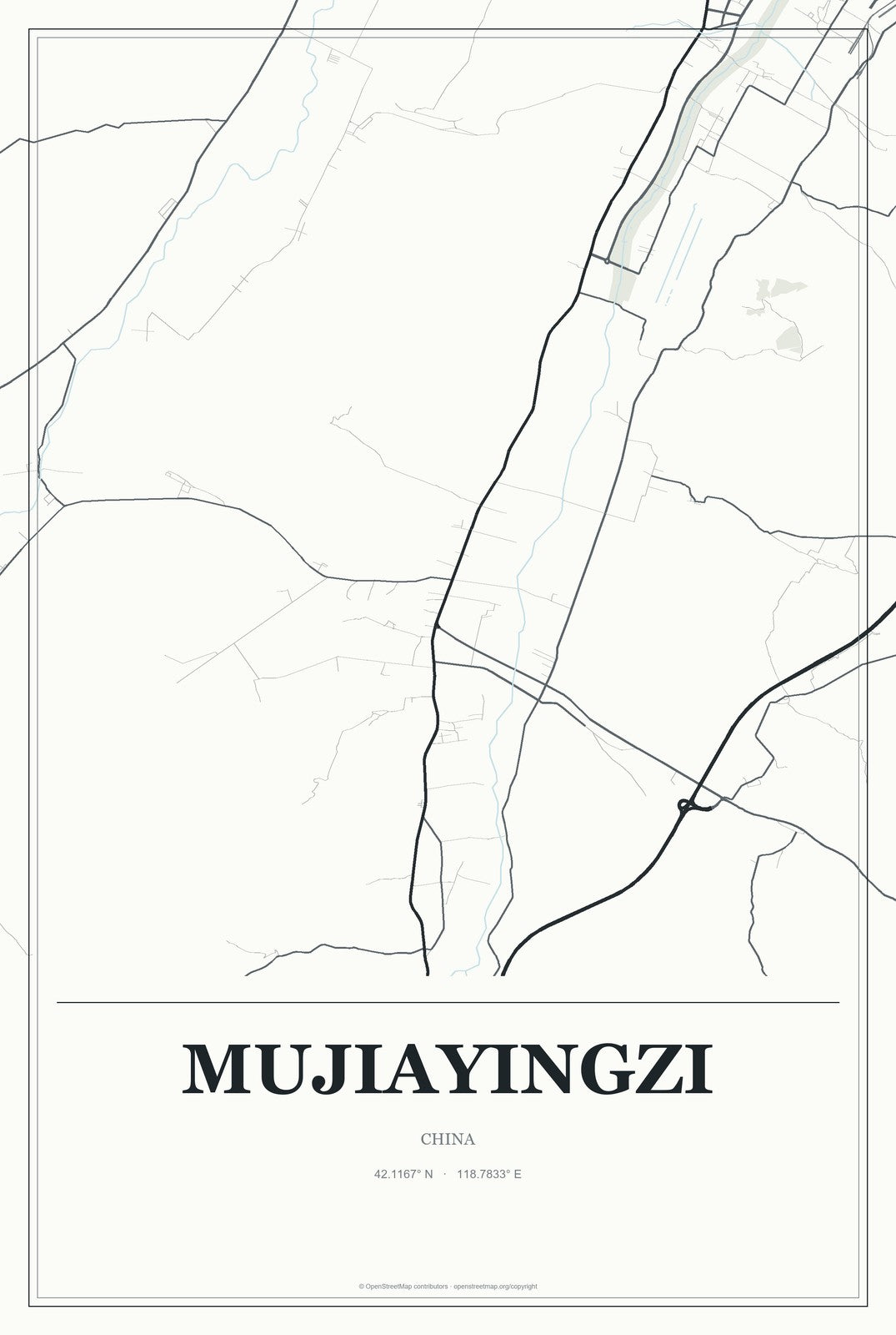 Mujiayingzi, China City Map Aluminum Sign in Gallery Air style