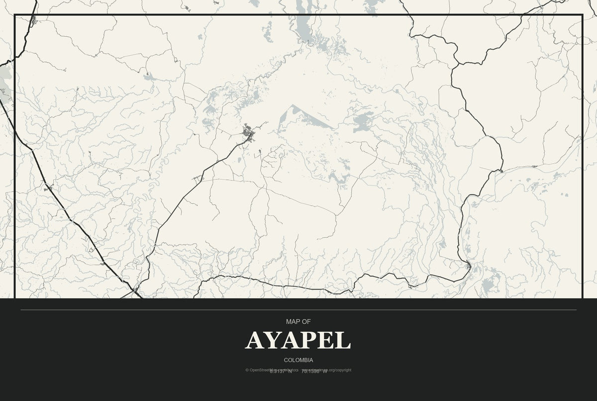 Ayapel, Colombia City Map Aluminum Sign in Museum Plaque style