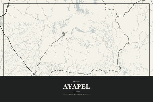 Ayapel, Colombia City Map Aluminum Sign in Museum Plaque style