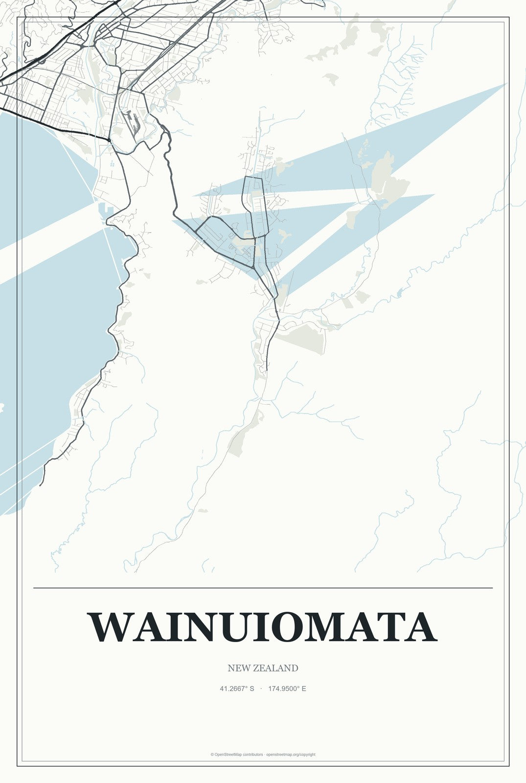 Wainuiomata, New Zealand City Map Aluminum Sign in Gallery Air style