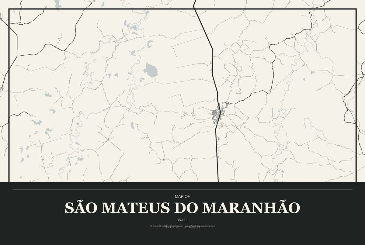 São Mateus do Maranhão, Brazil City Map Aluminum Sign in Museum Plaque style