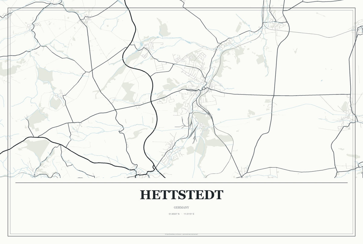 Hettstedt, Germany City Map Aluminum Sign in Gallery Air style