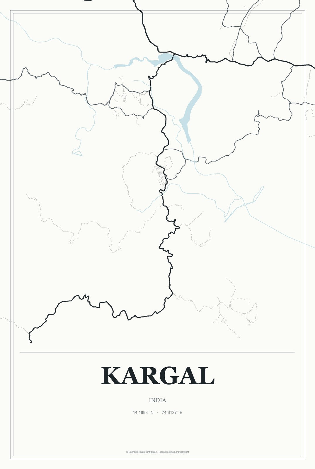 Kargal, India City Map Aluminum Sign in Gallery Air style