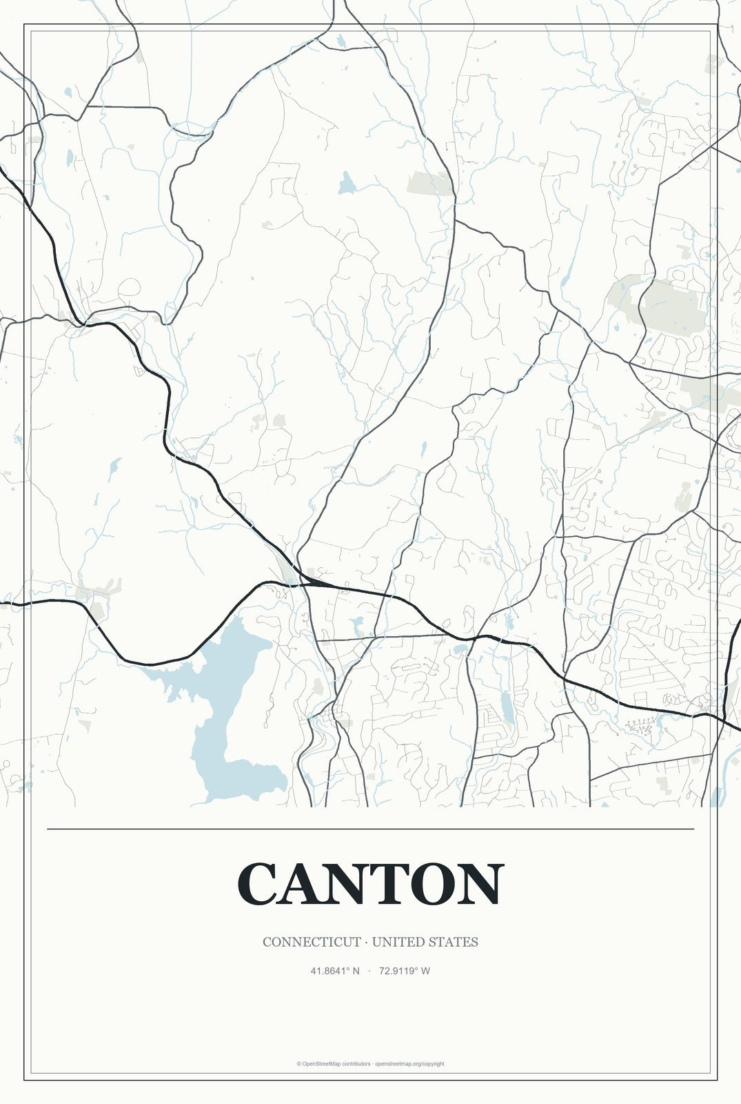 Canton, Connecticut City Map Aluminum Sign in Gallery Air style