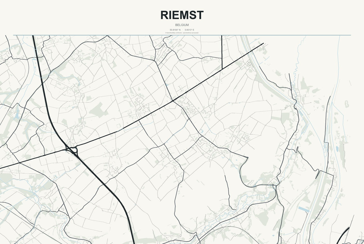 Riemst, Belgium City Map Aluminum Sign in Headline Atlas style