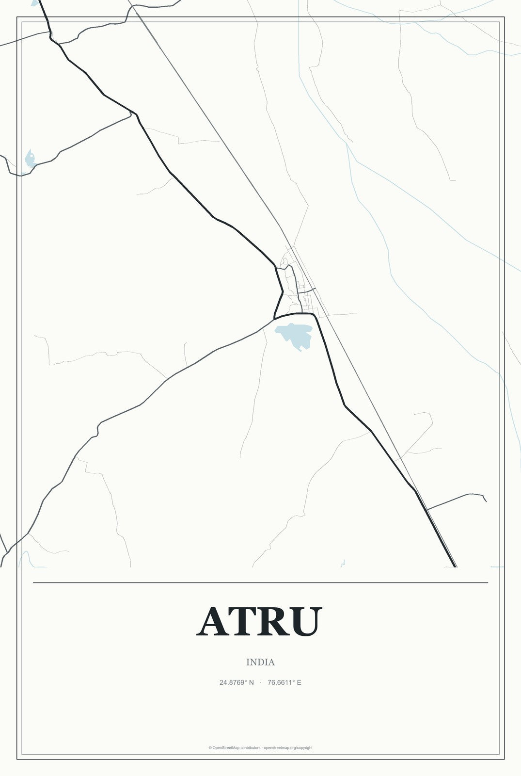 Atru, India City Map Aluminum Sign in Gallery Air style