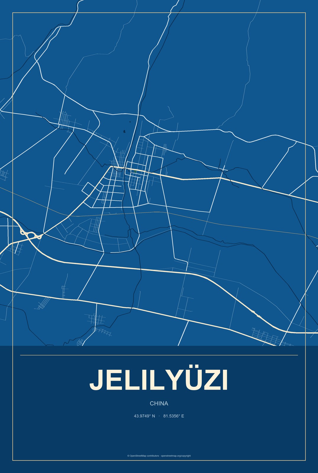 Jelilyüzi, China City Map Aluminum Sign in Harbor Cobalt style
