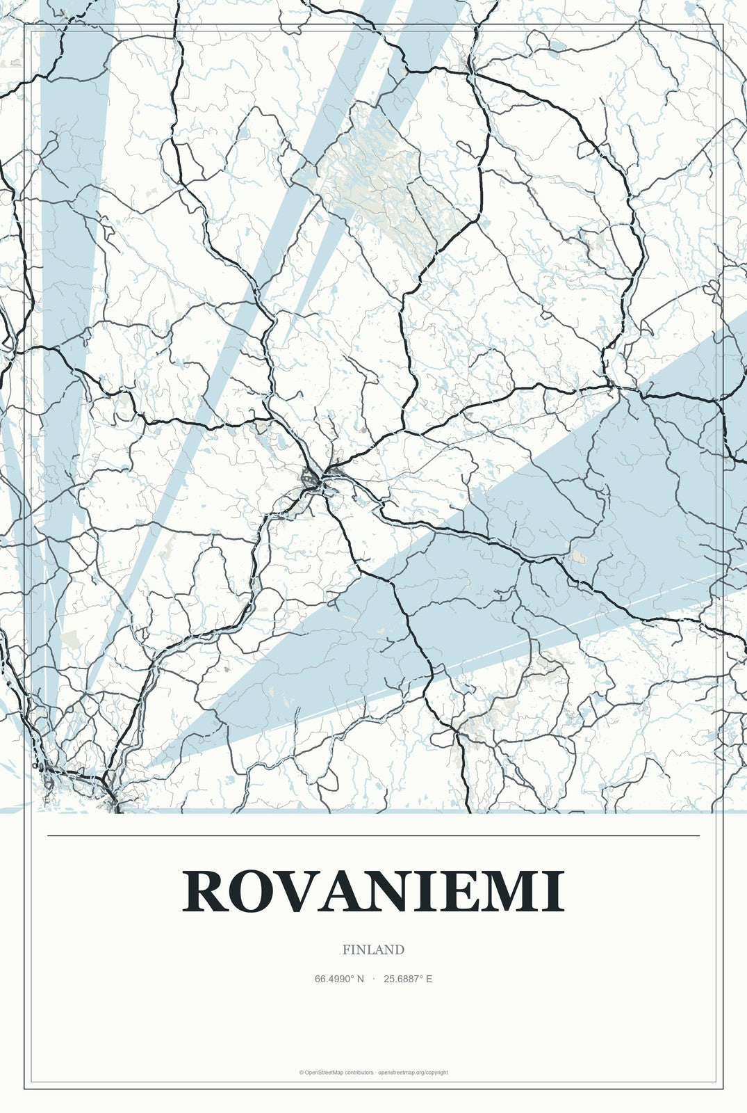 Rovaniemi, Finland City Map Aluminum Sign in Gallery Air style